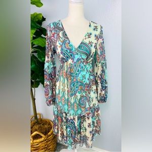 New (with tag) Stella and Julie Mixed Floral Paisley Aqua Dress!!